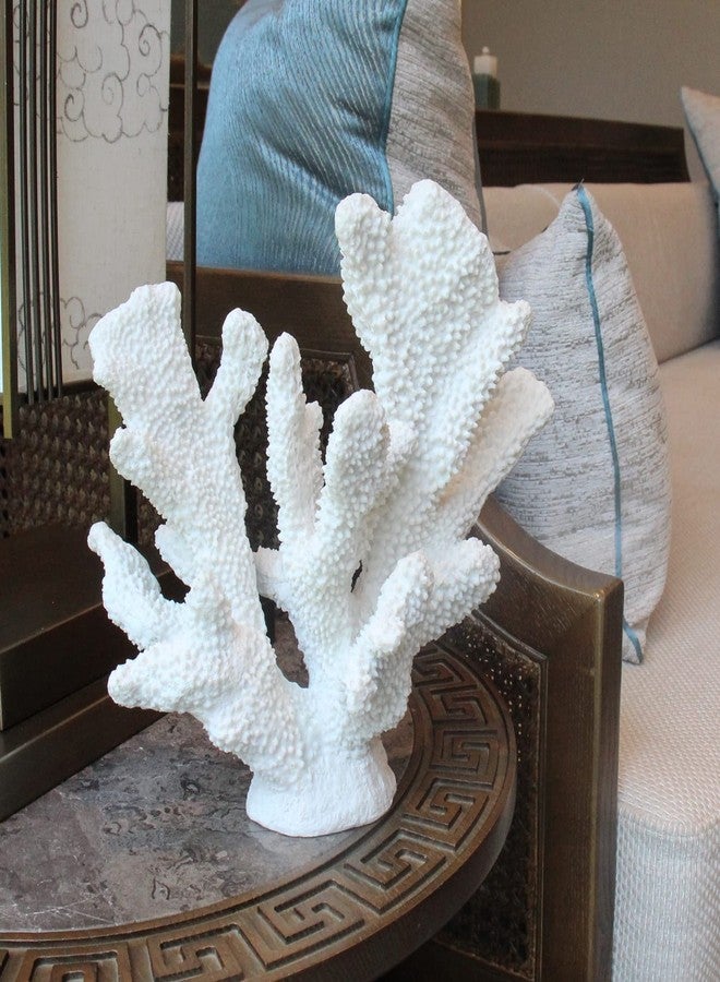 Accessoryway White Resin Coral Decorations Artificial Coral Statue Home Décor Accents Hawaiian Beach Decorations for Home Nautical Decorations Beach Themed Home Living Room Party Decor - Image 4